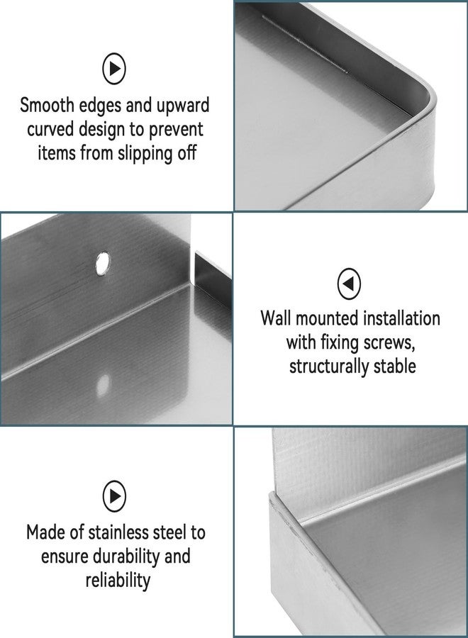 Jwthee Bathroom Cell Phone Shelf, Stainless Steel Small Floating Shelf Wall Mounted Phone Shelf Holder Small Shelf for Bathroom, Small Bathroom Wall Shelf, Mini Wall Shelf for Collectibles, 7.3x3.5in - Image 4